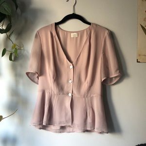 Aritzia Wilfred Pink Peplum Blouse Size 8